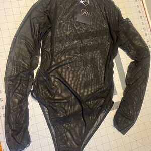 Black Mesh Long Sleeve Bodysuit